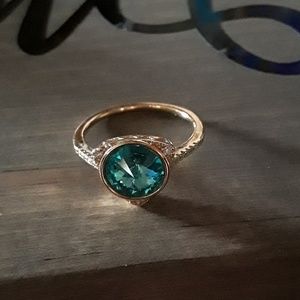 Aqua marine and gold ring